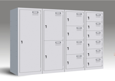 Steel lockers in industrial facility